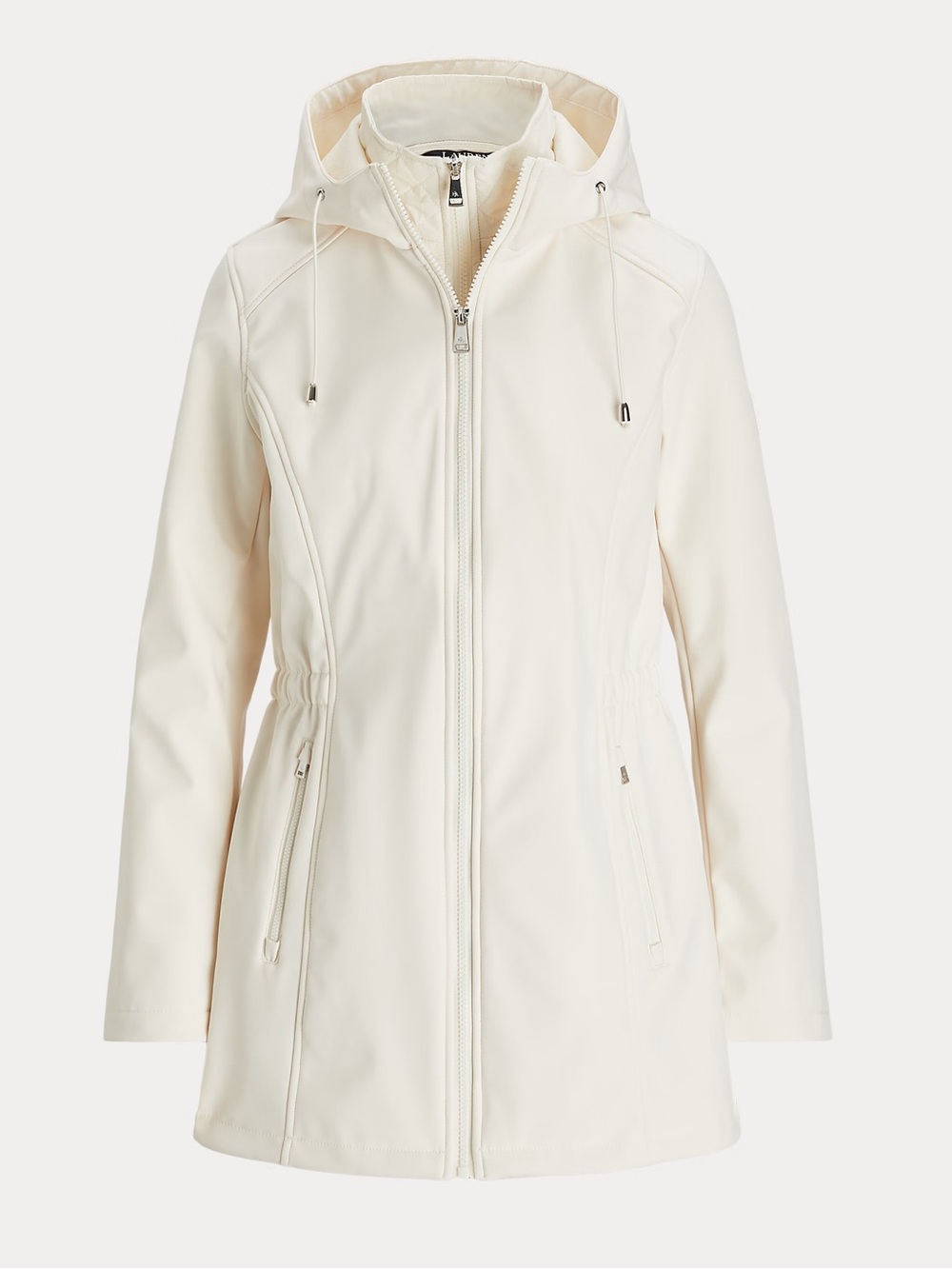 RALPH LAUREN New Softshell Hooded Jacket Inside Quilted Vesty MEDIUM Cream 20898